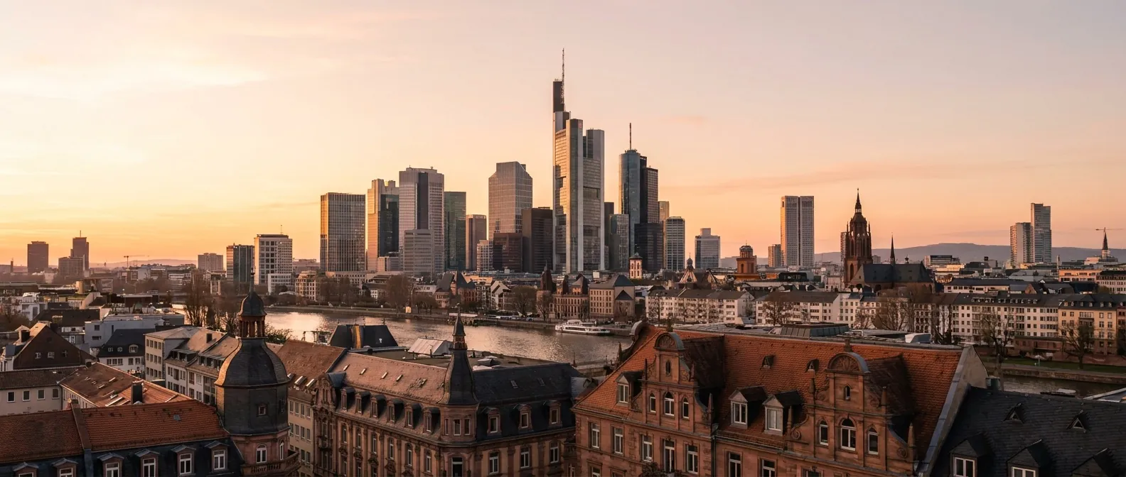 Frankfurter Skyline im Abendlicht
